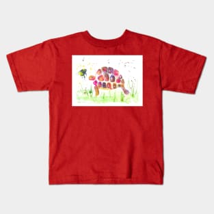 Pink Tortoise and a bumble bee Kids T-Shirt